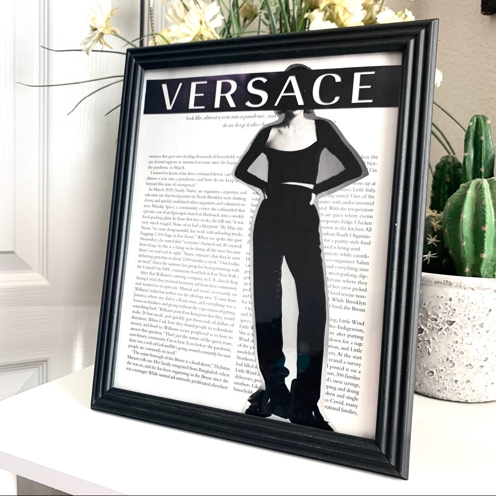 Versace Black Silhouette Wall Art Minimalist Fashion Editorial Decor